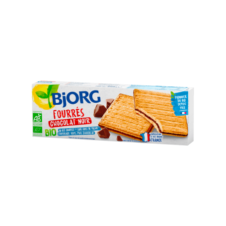 BISCUITI, UMPLUTI CU CIOCOLATA NEAGRA, BJORG,150g