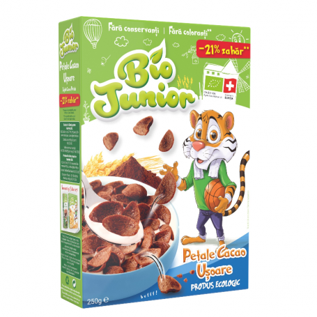 ECO BIO JUNIOR CEREALE PETALE CACAO UȘOARE, 250g