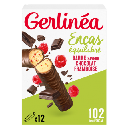 GERLINÉA BATOANE PROTEICE - AROMĂ CIOCOLATĂ - ZMEURĂ 372g (12x31g)