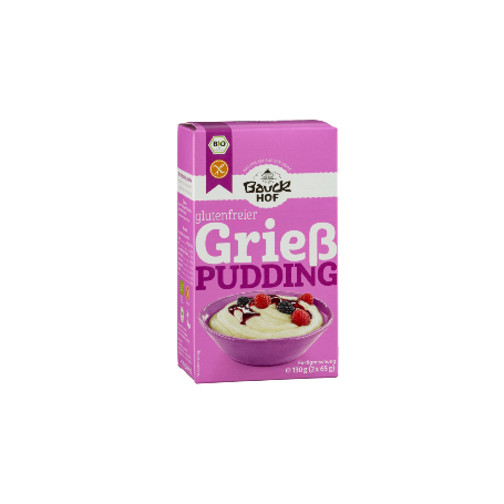 PREMIX, BUDINCĂ DIN GRIȘ, FĂRĂ GLUTEN, BAUCKHOF, 2X65G