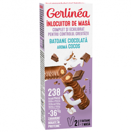 GERLINÉA MINIPACK BATOANE ÎNLOCUITOARE DE MASĂ - AROMĂ COCOS 62g (2x31g)