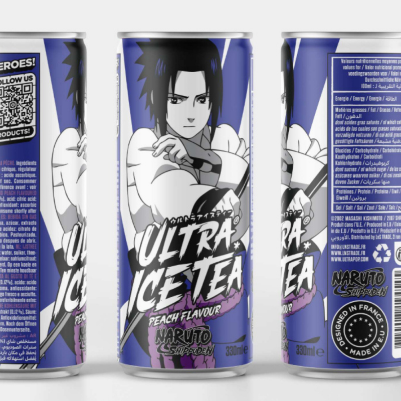 ICE TEA NARUTO, AROMA: CEAI NEGRU SI PIERSICA, SASUKE, ULTRAPOP, 330ML