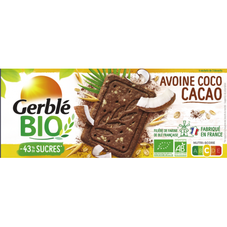 Gerblé Biscuiți Bio Crocanți cu Ovăz, Cocos și Cacao 132g