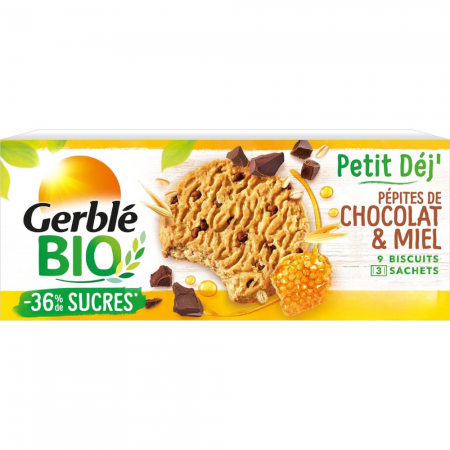 Biscuiți Bio cu Pepite de Ciocolată și Miere Gerblé 132g