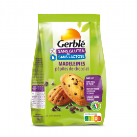 GERBLE FĂRĂ GLUTEN & FĂRĂ LACTOZĂ MADLENE PEPITE CIOCOLATĂ, 210g