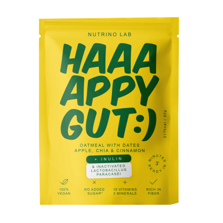 OVĂZ INSTANT: HAPPY GUT (CURMALE, MĂR, SEMINȚE DE CHIA & SCORTISOARA), NUTRINO LAB, 60G