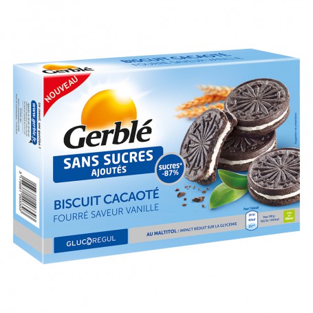 Gerblé Glucoregul Biscuiți Sandwich Cacao și Vanilie Fără Zahăr 176g